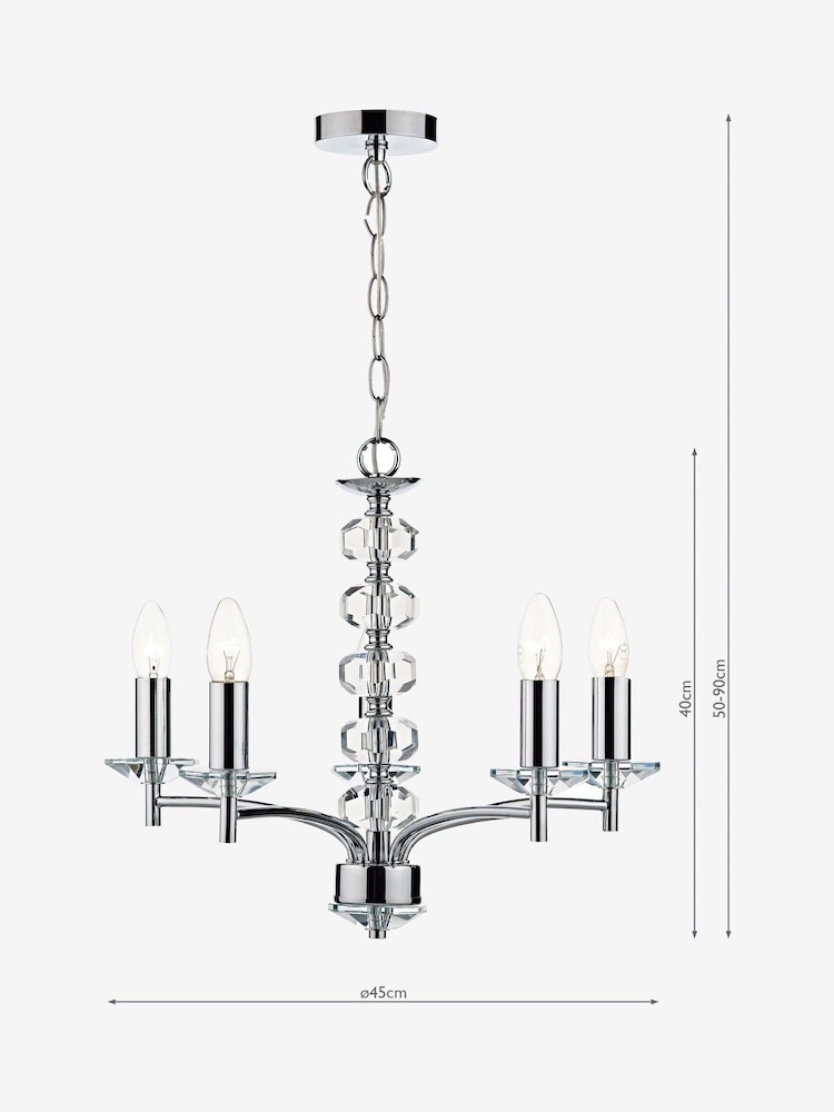 Dar Lighting Silver Oleana 5 Light Armed Ceiling Light Fitting - Image 2 of 4