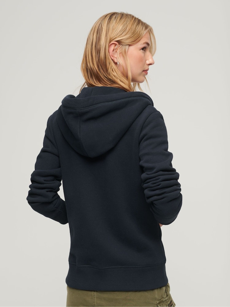 Superdry Eclipse Navy Essential Logo Zip Hoodie - Image 1 of 6