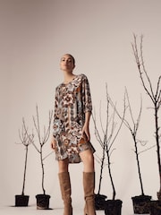 Cream Green Melody Knee Length Dress - Image 1 of 4