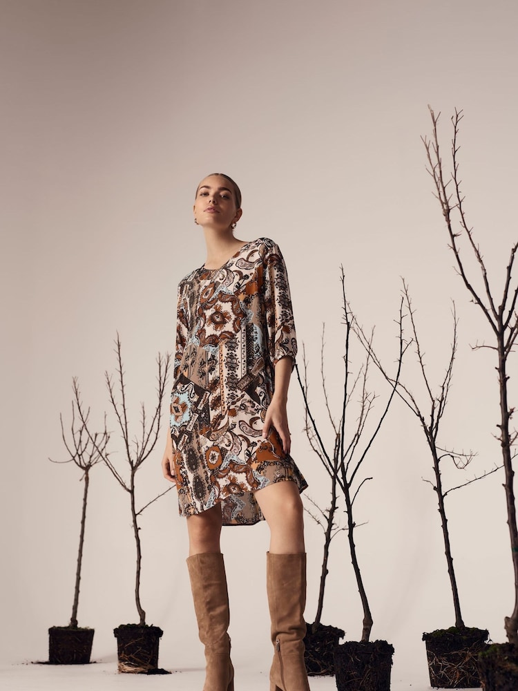 Cream Green Melody Knee Length Dress - Image 1 of 4