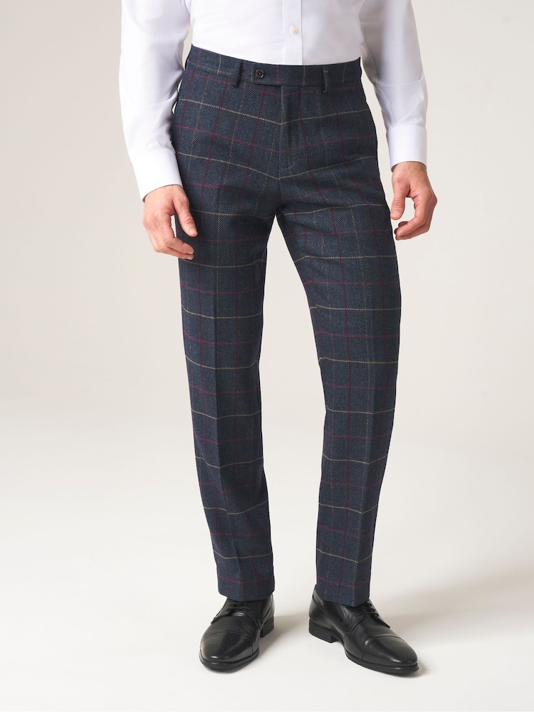 Skopes Blue Doyle Tweed Tailored Wool Blend Trousers - Image 1 of 4