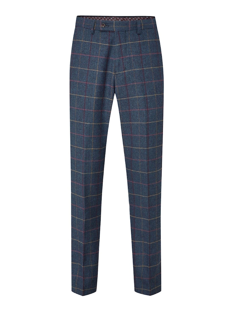 Skopes Blue Doyle Tweed Tailored Wool Blend Trousers - Image 3 of 4