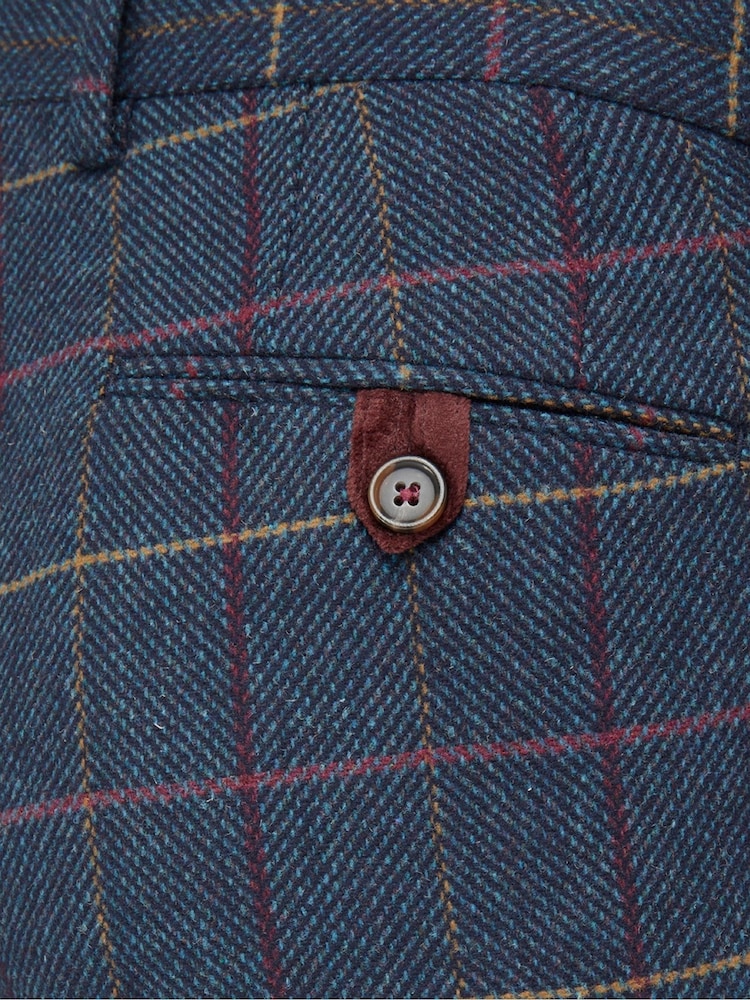 Skopes Blue Doyle Tweed Tailored Wool Blend Trousers - Image 4 of 4