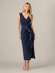 Adrianna Papell Blue Jersey Combo Ankle Dress - Image 1 of 6