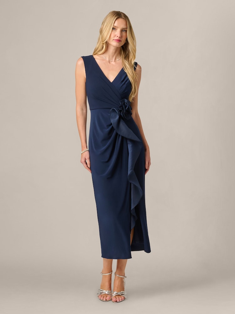 Adrianna Papell Blue Jersey Combo Ankle Dress - Image 1 of 6 Adrianna Papell Blue Jersey Combo Ankle Dress - Image 1 of 6