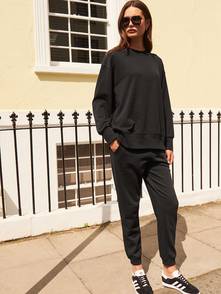 Black Relaxed Fit Essentials Longline Sweatshirt - Image 2 of 6