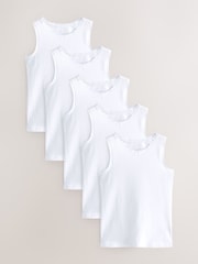 White 5 Pack Lace Trim Vest (1.5-16yrs) - Image 1 of 4
