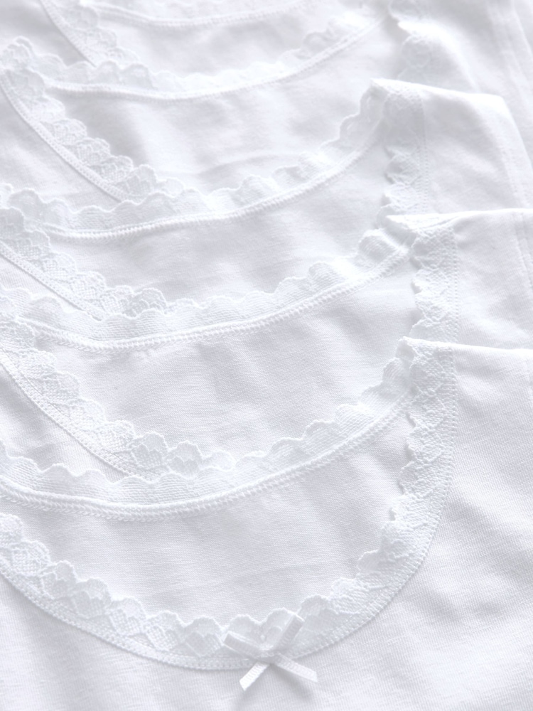 White 5 Pack Lace Trim Vest (1.5-16yrs) - Image 4 of 4
