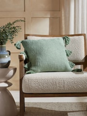 Sage Green 43 x 43cm Sahara Tassel Cushion - Image 1 of 1