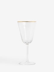 Clarke & Clarke Clear & Gold Denver Set of 4 Wine Glasses - Image 2 of 3