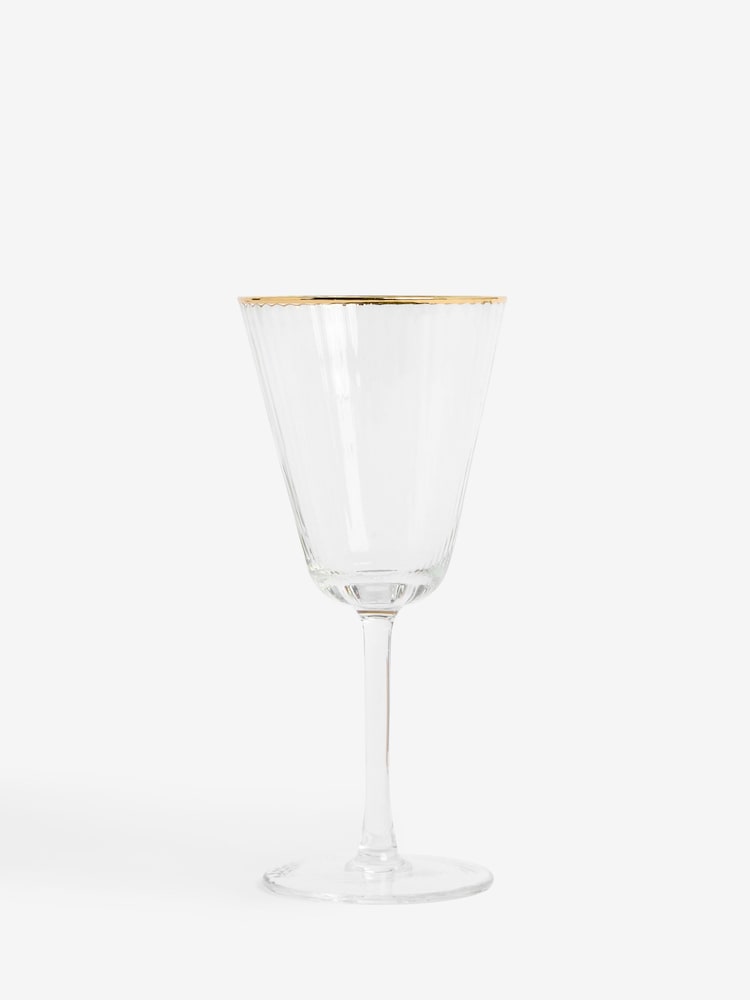Clarke & Clarke Clear & Gold Denver Set of 4 Wine Glasses - Image 2 of 3