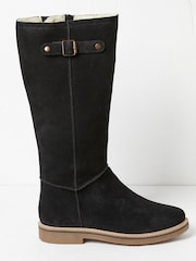 FatFace Black Calista Knee High Shearling Boots - Image 1 of 3