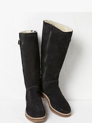 FatFace Black Calista Knee High Shearling Boots - Image 2 of 3