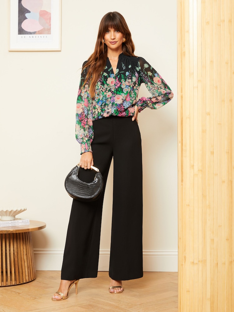 Love & Roses Black Notch Neck Printed Blouse - Image 4 of 4 Love & Roses Black Notch Neck Printed Blouse - Image 4 of 4