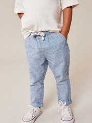 Chambray Blue Linen Blend Pull-On Trousers (3mths-7yrs) - Image 1 of 6