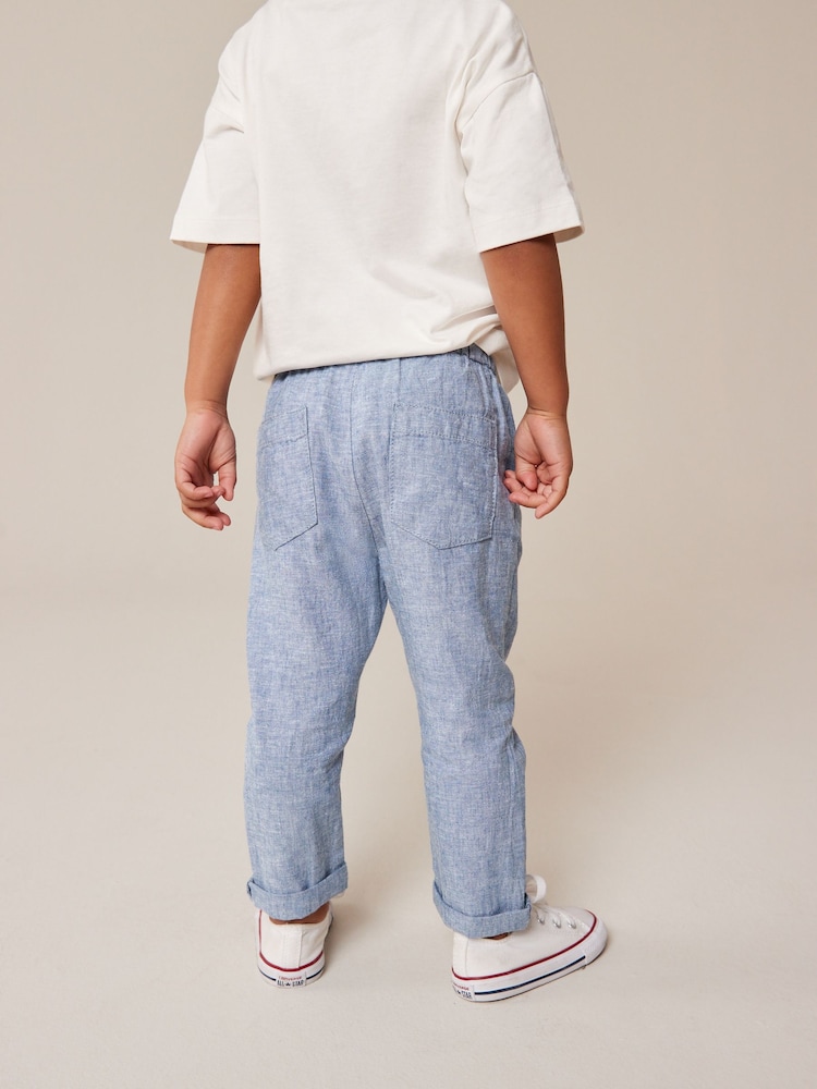 Chambray Blue Linen Blend Pull-On Trousers (3mths-7yrs) - Image 2 of 6