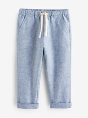 Chambray Blue Linen Blend Pull-On Trousers (3mths-7yrs) - Image 4 of 6