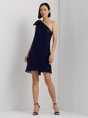 Lauren Ralph Lauren Navy Kyrella Georgette One Shoulder Cocktail Dress - Image 1 of 9