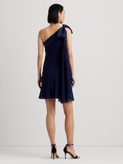 Lauren Ralph Lauren Navy Kyrella Georgette One Shoulder Cocktail Dress - Image 3 of 9