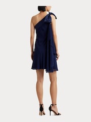 Lauren Ralph Lauren Navy Kyrella Georgette One Shoulder Cocktail Dress - Image 5 of 9