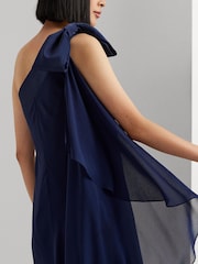 Lauren Ralph Lauren Navy Kyrella Georgette One Shoulder Cocktail Dress - Image 8 of 9