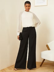 V&A | Love & Roses Ivory White Chiffon Pleated Blouse - Image 4 of 4