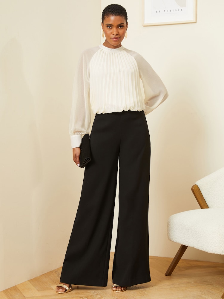 V&A | Love & Roses Ivory White Chiffon Pleated Blouse - Image 4 of 4