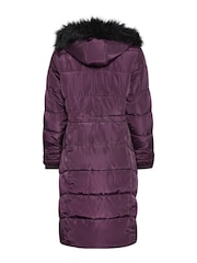 M&Co Purple Faux Fur Trim Padded Coat - Image 2 of 2