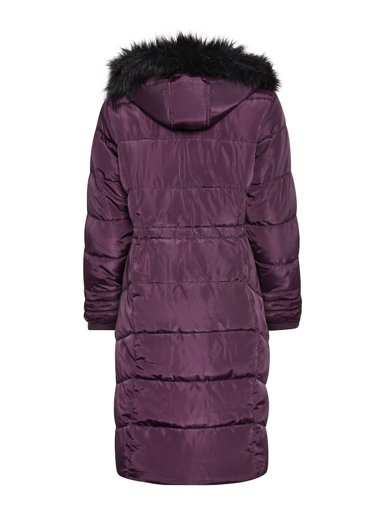 M&Co Purple Faux Fur Trim Padded Coat - Image 2 of 2