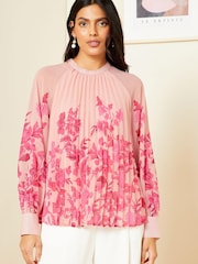 V&A | Love & Roses Pink Chiffon Pleated Blouse - Image 3 of 4