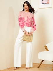 V&A | Love & Roses Pink Chiffon Pleated Blouse - Image 4 of 4