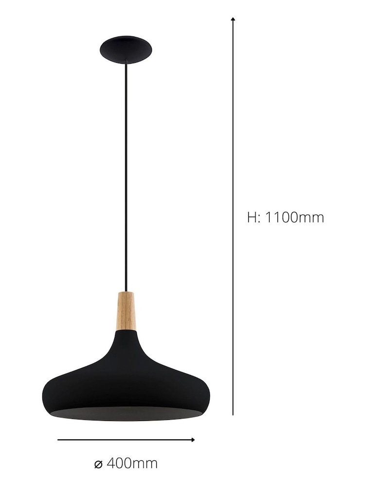 Eglo Black Sabinar IP20 Steel 400mm Modern Pendant - Image 3 of 3