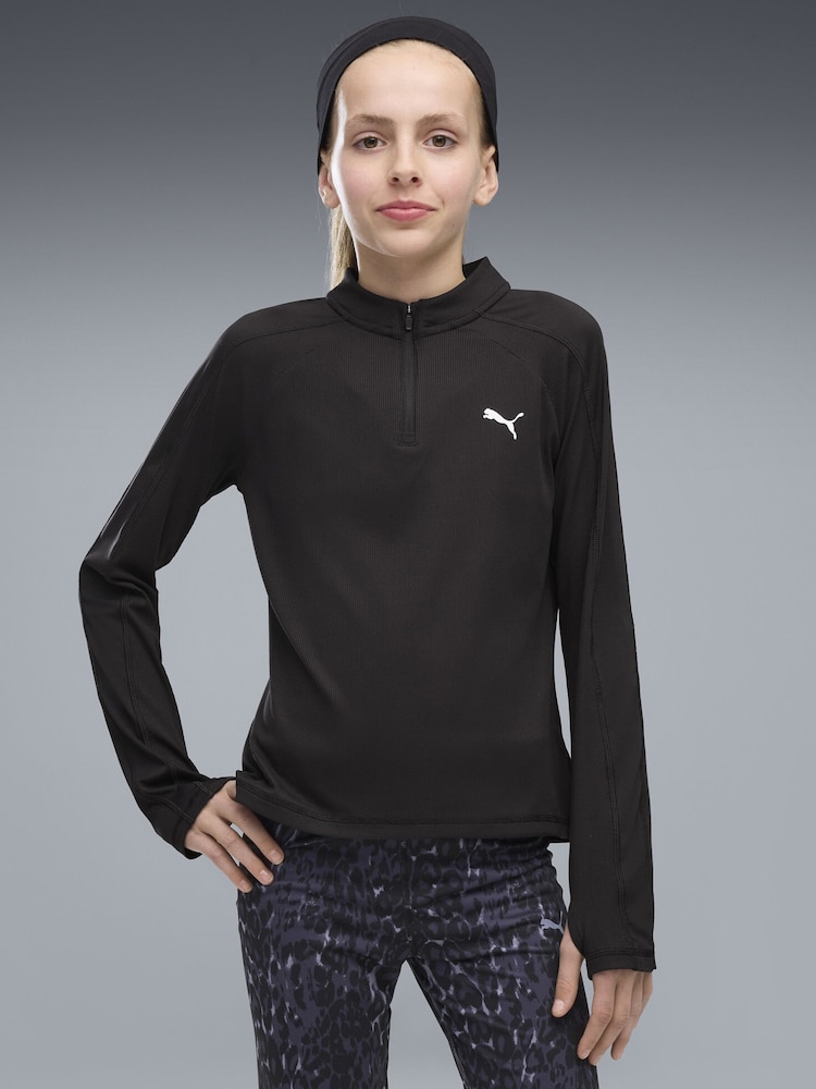 Puma Black Train All Day Essentials Slim Quarter-Zip Long Sleeve T-Shirt - Image 1 of 5