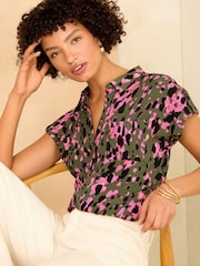 Love & Roses Pink Petite Roll Sleeve Utility Shirt - Image 4 of 4