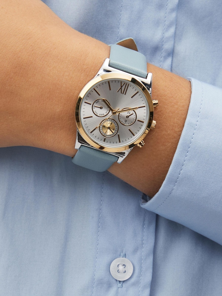 Light Blue Mixed Metal Boyfriend Watch - Image 1 of 4