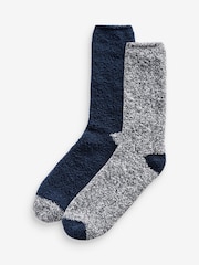 Navy Grey 2 Pack Cosy Bed Socks - Image 1 of 3