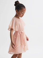 Reiss Pink Aubrey Belted Frill Dress - Image 3 of 6