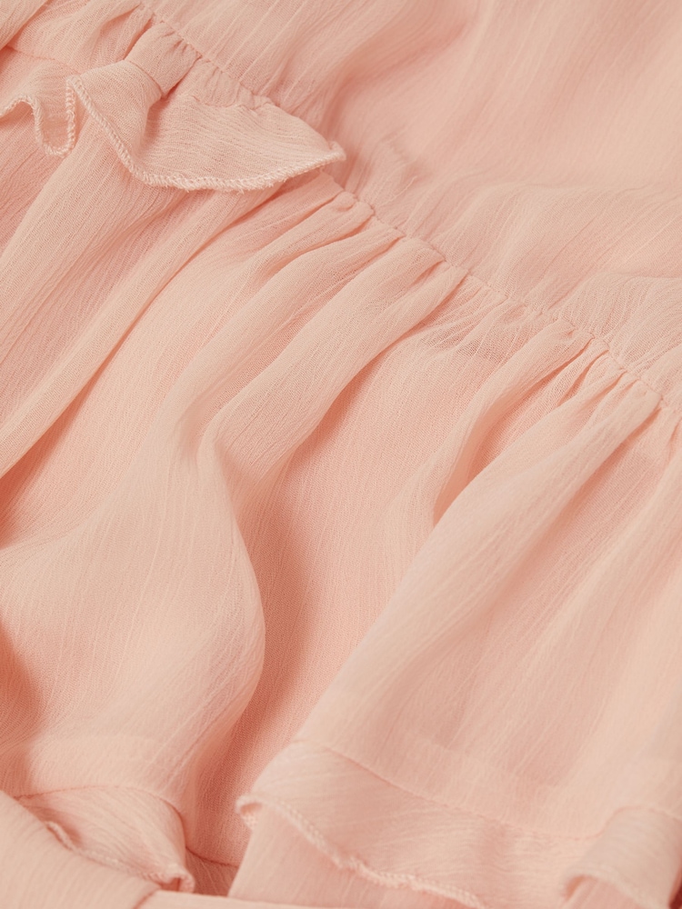 Reiss Pink Aubrey Belted Frill Dress - Image 6 of 6
