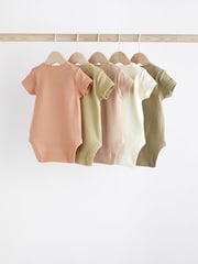 Green Plain Short Sleeve Baby Bodysuits 5 Pack - Image 2 of 6