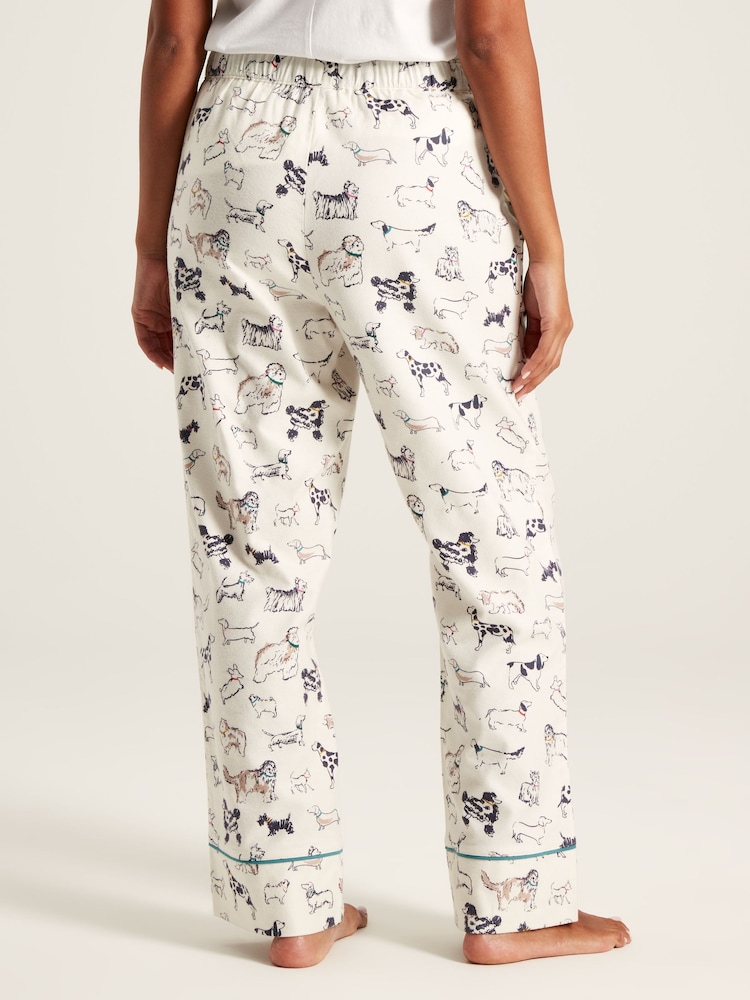 Joules Stella Cream Dog Print Cotton Pyjama Bottoms - Image 2 of 6