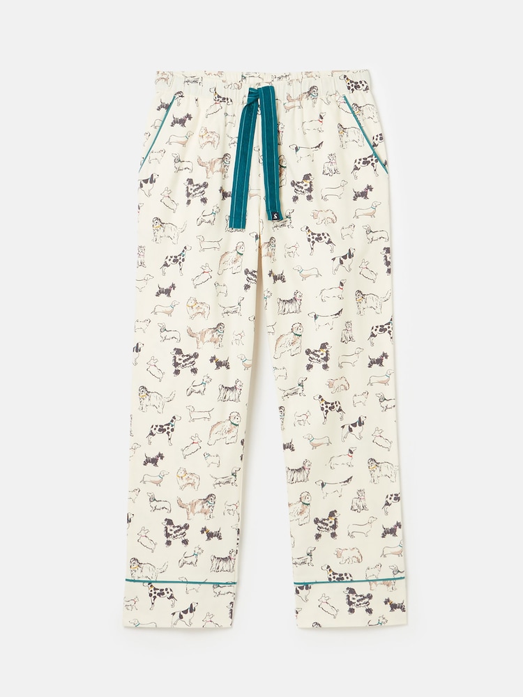 Joules Stella Cream Dog Print Cotton Pyjama Bottoms - Image 6 of 6