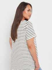 Yours Curve White Stripe Ribbed Swing Top - Image 3 of 5