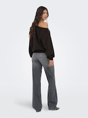 ONLY Dark Brown Off Shoulder Long Sleeve Sweatshirt - Image 3 of 6