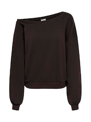 ONLY Dark Brown Off Shoulder Long Sleeve Sweatshirt - Image 5 of 6