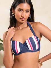 Love & Roses Navy Stripe Balconette Bikini Top - Image 1 of 4