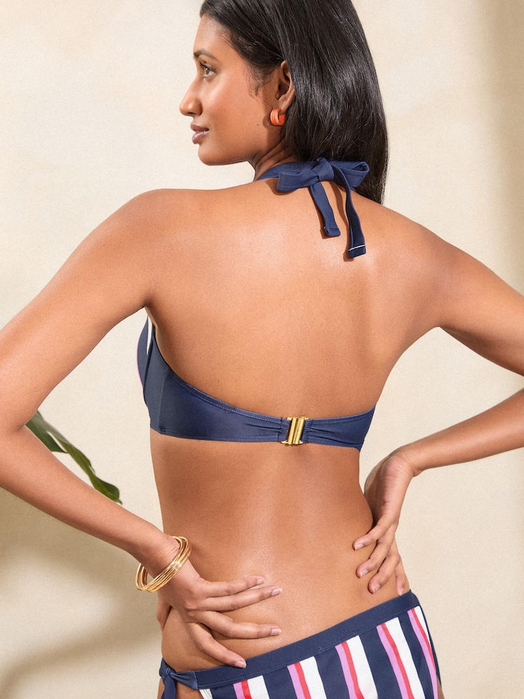 Love & Roses Navy Stripe Balconette Bikini Top - Image 2 of 4 Love & Roses Navy Stripe Balconette Bikini Top - Image 2 of 4