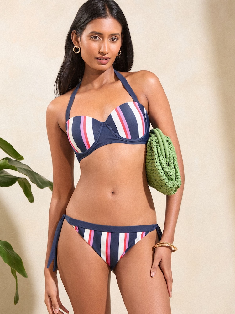 Love & Roses Navy Stripe Tie Side Bikini Bottom - Image 2 of 4 Love & Roses Navy Stripe Tie Side Bikini Bottom - Image 2 of 4