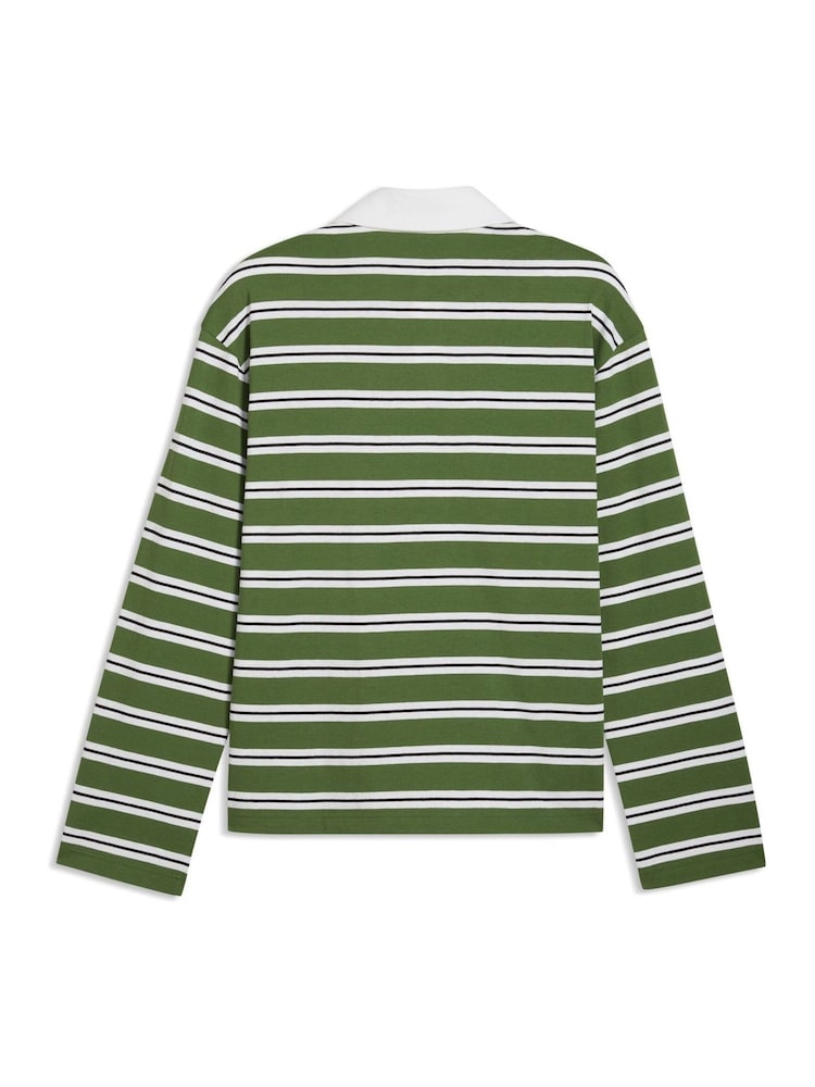 Puma Green Essentials Elevated No.1 Relaxed Rugby Polo Shirt - Image 5 of 5 Puma Green Essentials Elevated No.1 Relaxed Rugby Polo Shirt - Image 5 of 5