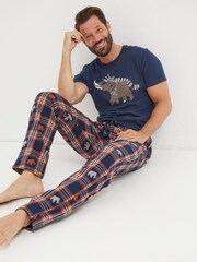 FatFace Blue Mammoth Jacquard Pyjama Trousers - Image 3 of 5
