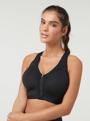 Black Active Sports High Impact Zip Front Bra B-GG - Image 1 of 5